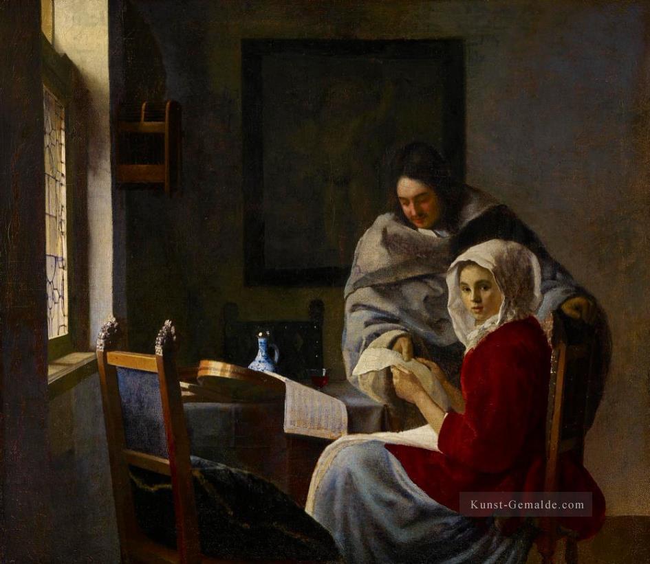 Mädchen an ihrer Musik Barock Johannes Vermeer unterbrochen Ölgemälde